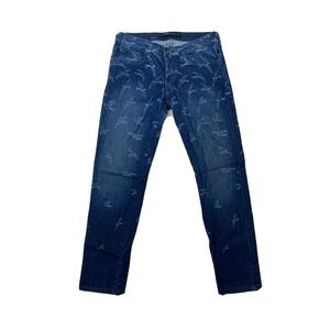 Big Star 1974 Women's Jeans Size 26 Approx 27x27 Blue Demin Straight Bird Print